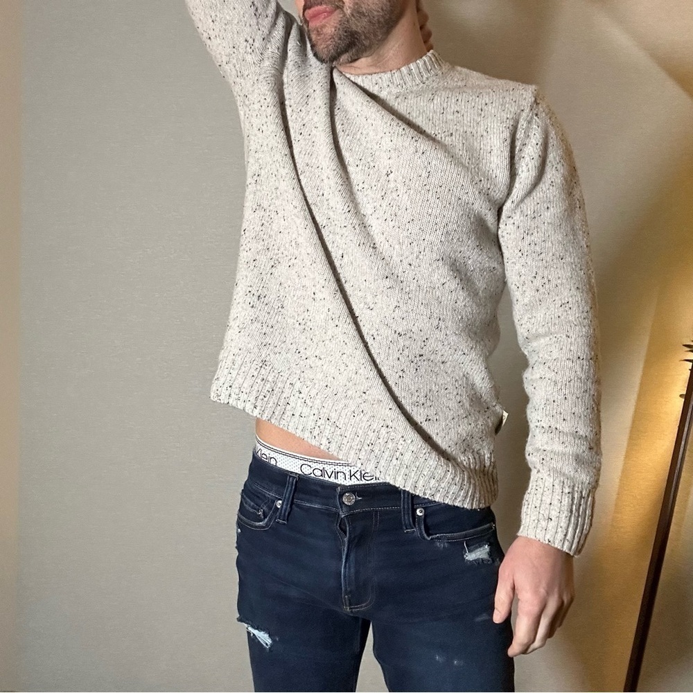 Calvin Klein | Nepped Yarn Crewneck Sweater in Chalk (Small)